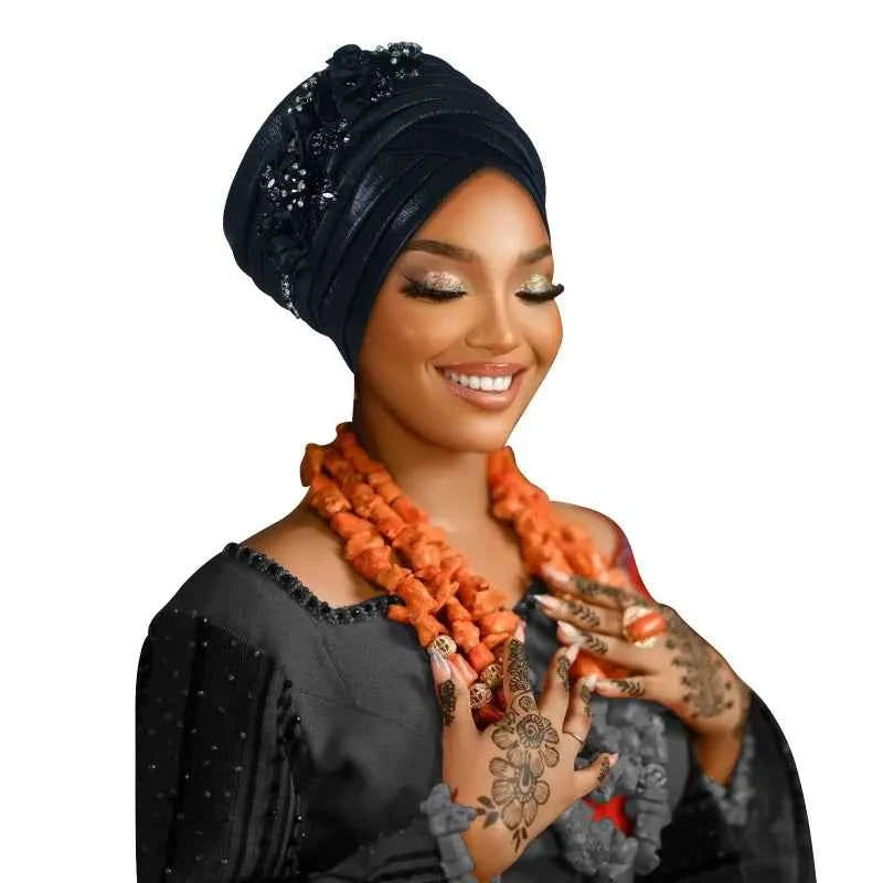 Fashion Women African Turban Cap Lady Head Wraps Nigeria Wedding Auto Gele Headtie Party Headgear Headwear Hat Outfits