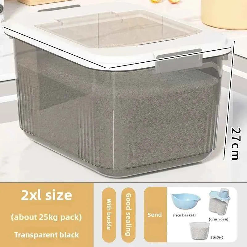 Kitchen Storage Box Rice Barrel Sealed Moisture Proof Bug Resistant Flour Tank Grain Storage Container Home Organization Bin