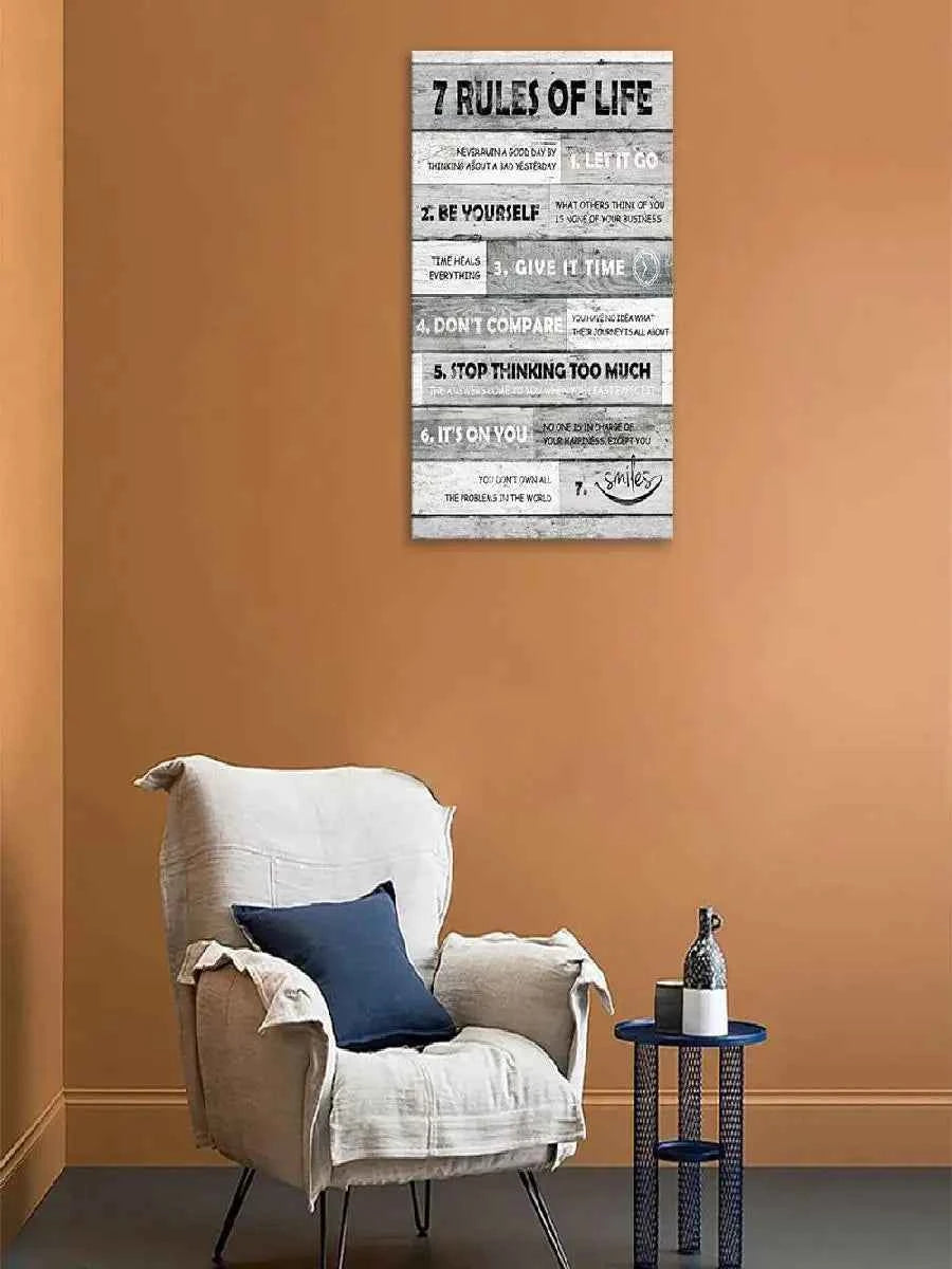 Inspirational Wall Art   Rules of Life Motivational Quotes Canvas Print Framed  x  for Bathroom Bedroom Home Office Decor