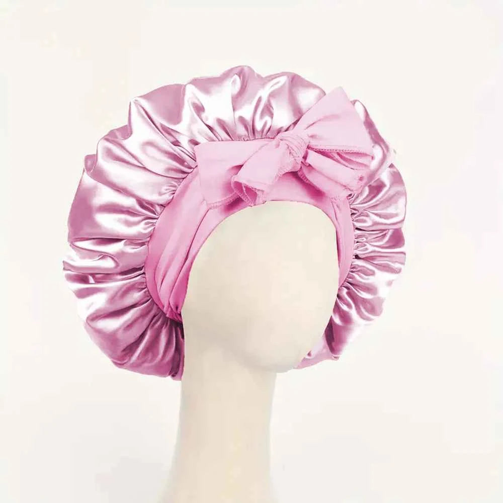 Satin Silk Sleeping Bonnet Adjustable with Tie Band for Women and Men