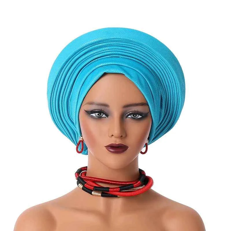 African Headtie Nigerian Aso Oke Headtie Women Hijab Head Wrap Turban Chemo Caps Gele Femme Scarf High Quality for Wedding Party