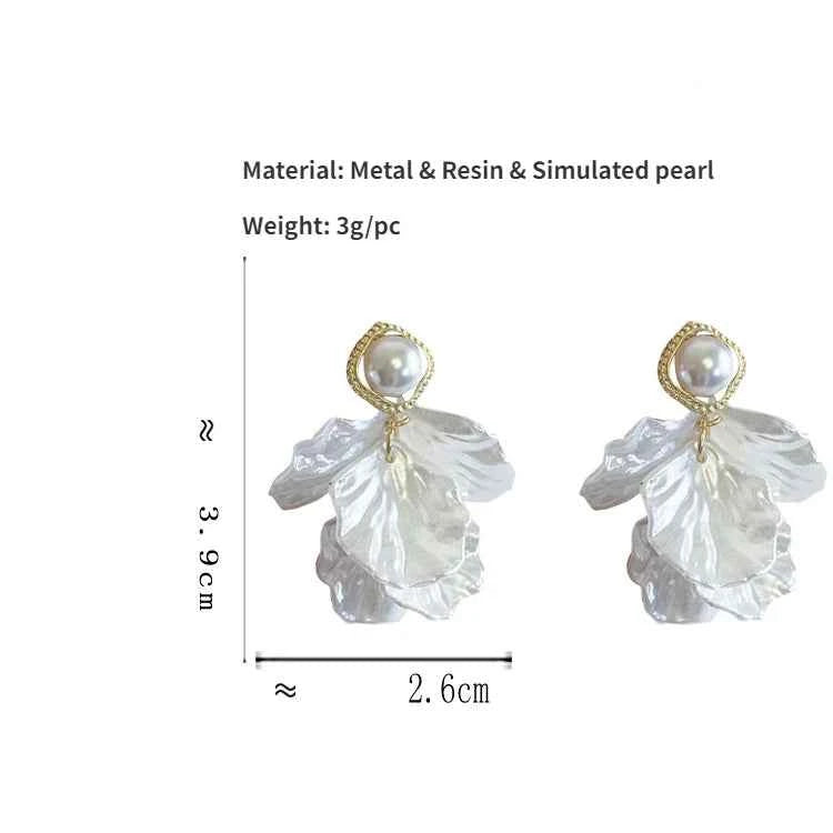Fashion Jewelry 925 Silver Needle Elegant Temperament White Color Petal Earrings For Women Wedding Gifts Sweet Design Hot Sale