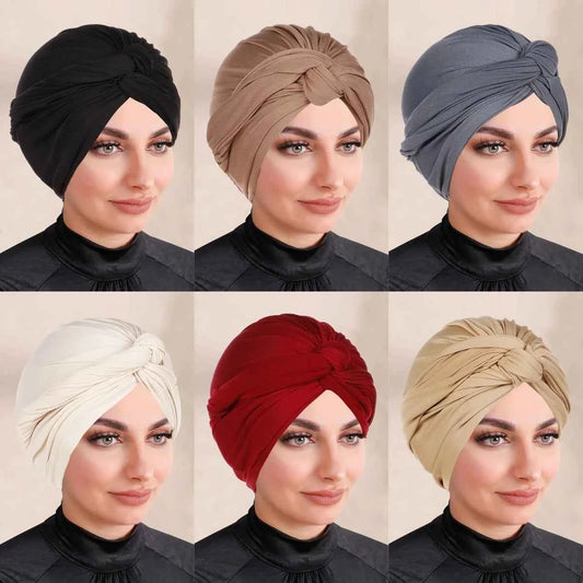 Ramadan Instant Turban Inner Hijabs Caps Hat Muslim Fashion Women's Headscarf Solid Color Women Hijab Bonnet Chemo Cap