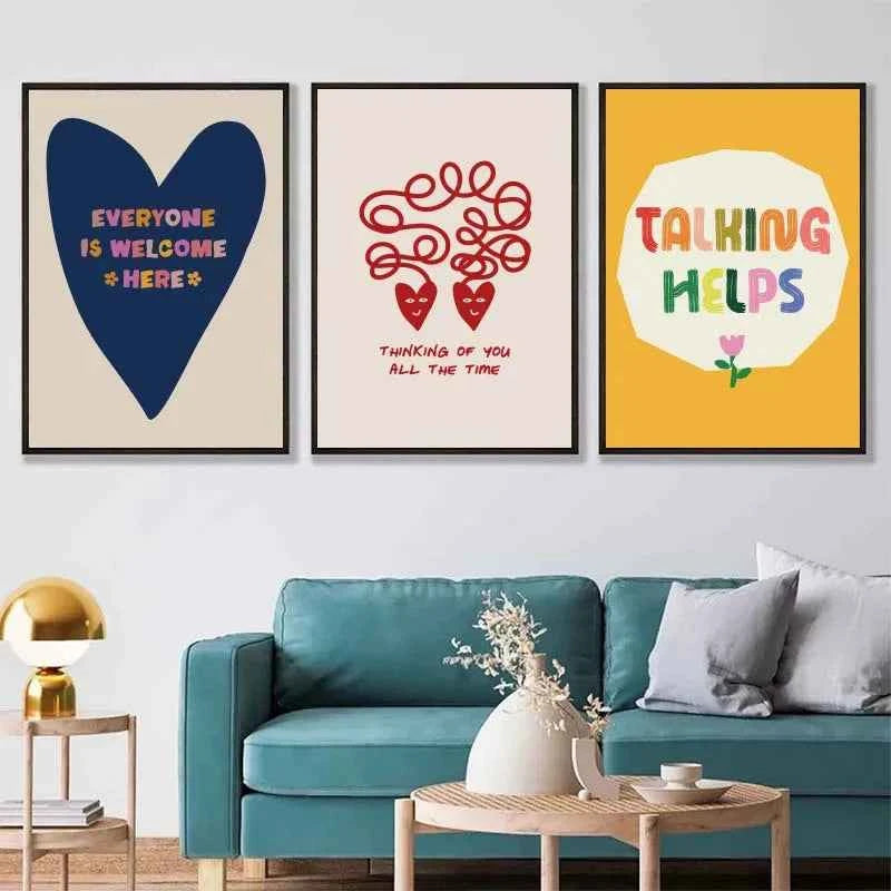 Be Kind to your mind Mental Health Psychology Wall Art Canvas Posters Quotes Prints Wall Picture for Therapy Office Decor