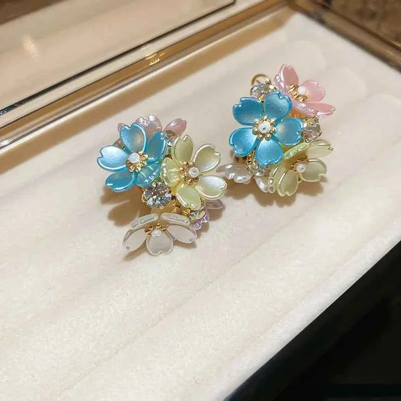 Luxury Flower Butterfly Long Tassel Drop Earrings for Women Exquisite Crystal Zircon Earrings Daily Accessories Party Jewelry