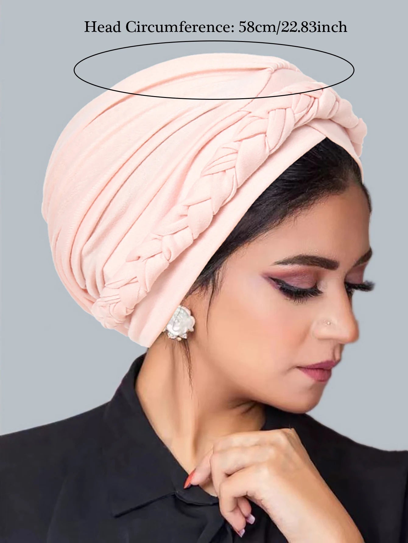 Solid Color Braid Muslim Hijab Caps Crossed Forehead Women Wrap Head Soft Elastic  Fashion Indian Turban Bonnet - NamafadStore