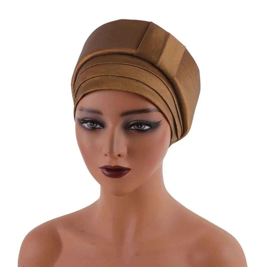 African Female Head Wrap – Raw Silk Turban Cap for Women’s Nigerian & Muslim Headwear