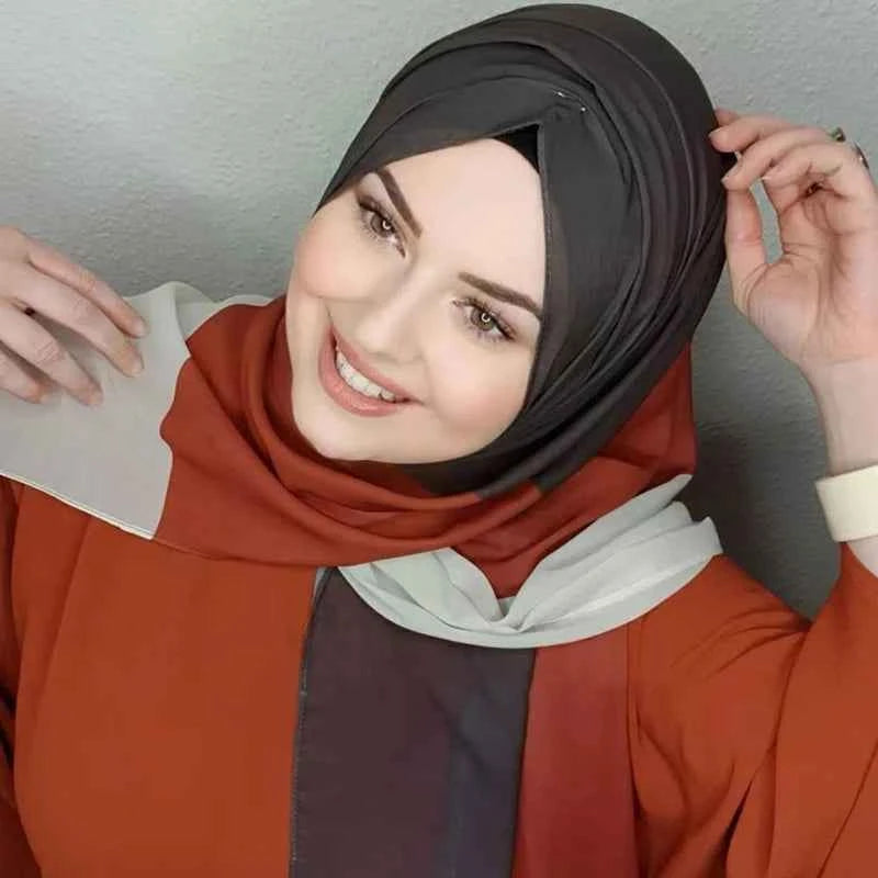 Islamic Scarf Women Luxury Blue Chiffon Hijab Abaya Hijabs For Woman Abayas Jersey Muslim Dress Turbans Head Instant Head Wrap