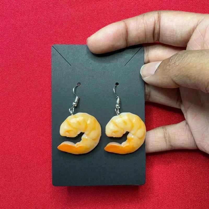 Realistic Shrimp Earrings Handmade Cute and Funny Earrings Food Earrings