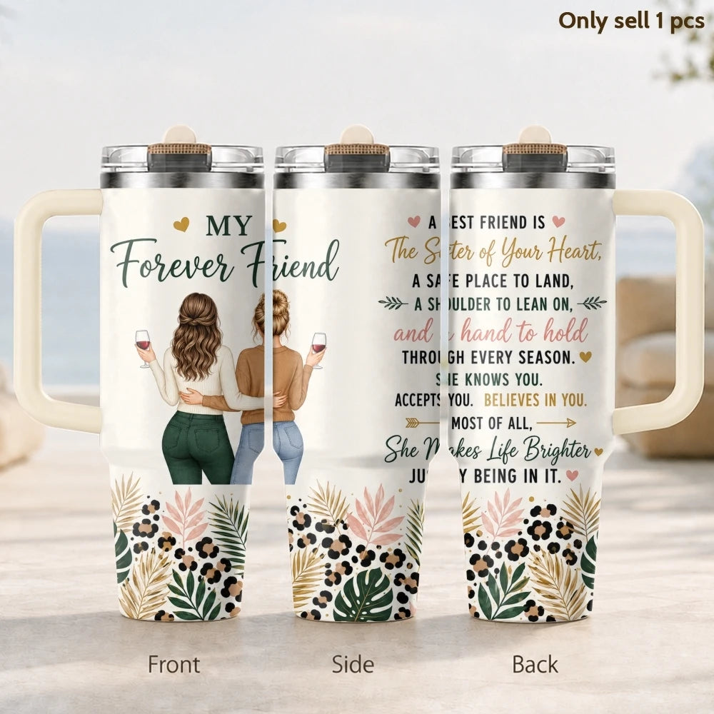 40oz Best Friend Tumbler – Insulated Stainless Steel Travel Mug with Straw