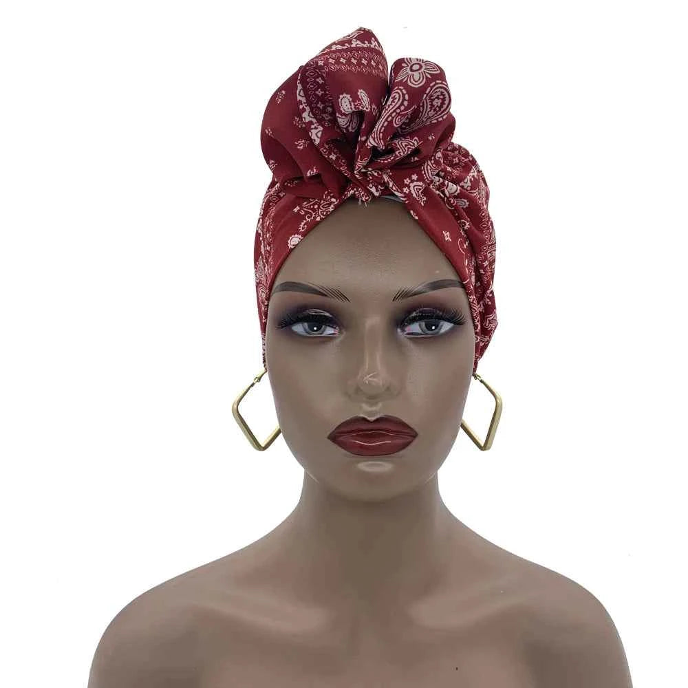 African Head Wrap – Elegant Retro Turban for Women’s Muslim Headscarf & Beanie Cap