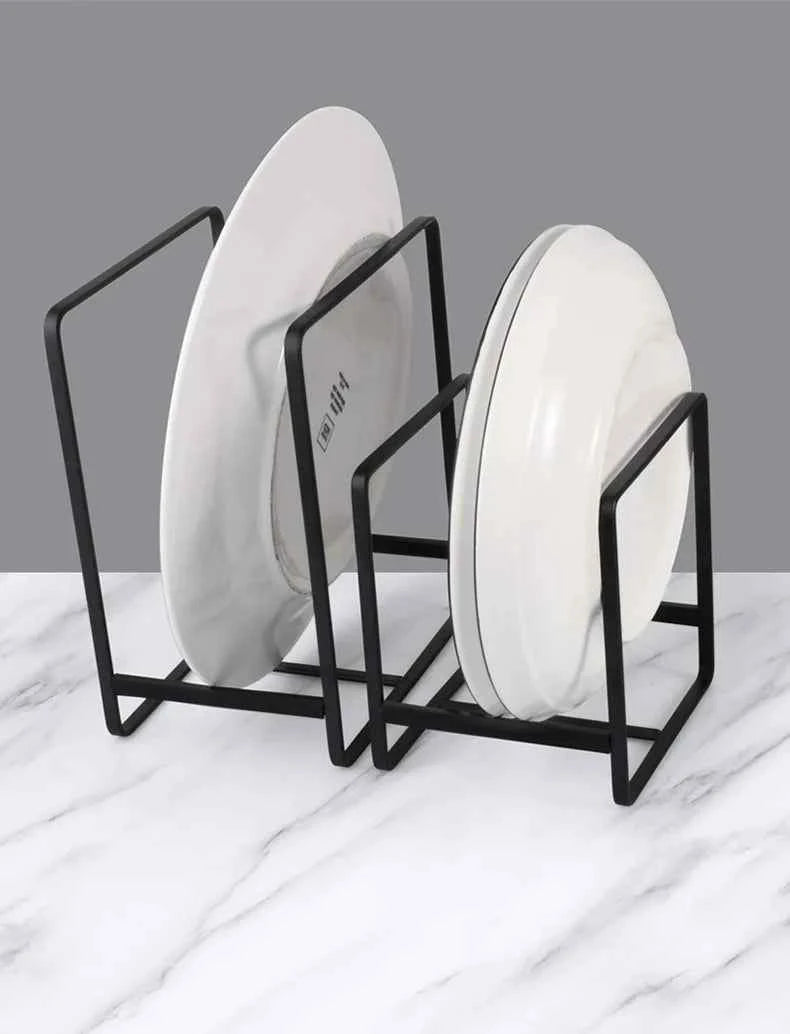 1pc Kitchen Cabinet Plate Storage Countertop Dish Rack Drawer Dinner Plate Partition Drain Rack Layered Storage Rack Accessories