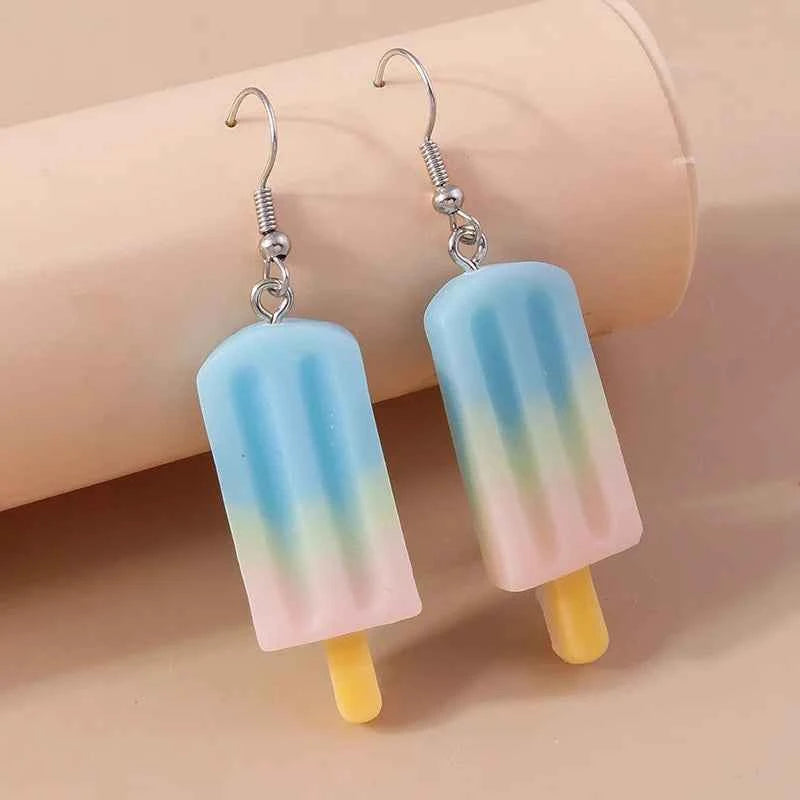 Aihua New In Cute Resin Funny Food Earrings Sweet Simulation Popsicle Earrings Girl Kids Jewelry Gifts