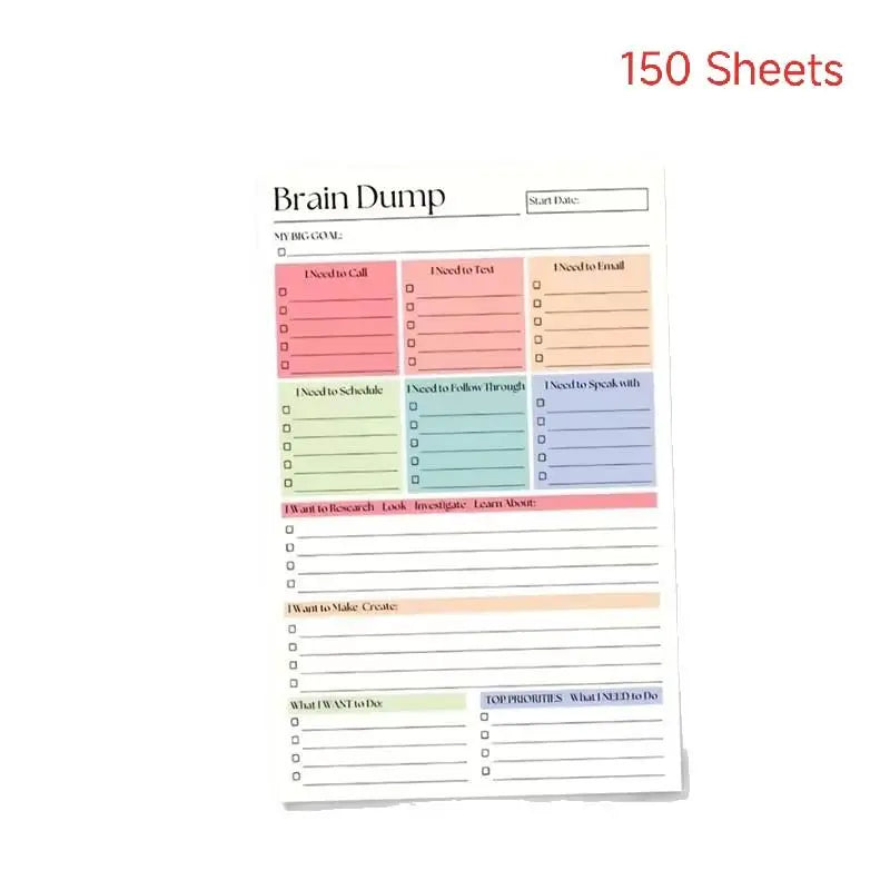 Minimalist A5 Undated Task Management Notebook 50 Or 150 Pages Brain Dump Workbook Daily Checklist Project Planner For Adults Te
