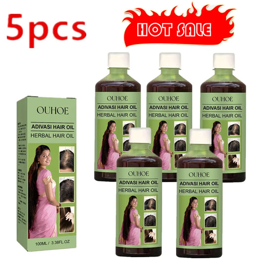 5PCS 100ml Oil India Adivasi Herbal Hair Oil Rosemary Repair Damaged Hair Fast Repair Thicken Oils Products - NamafadStore