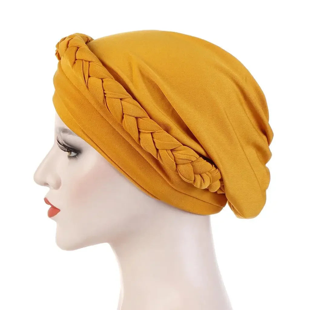Women Lady Beads Muslim Braid Head Turban Wrap Cover Cancer Chemo Islamic Arab Cap Hat Hair Loss Bonnet Beanies Fashion - NamafadStore