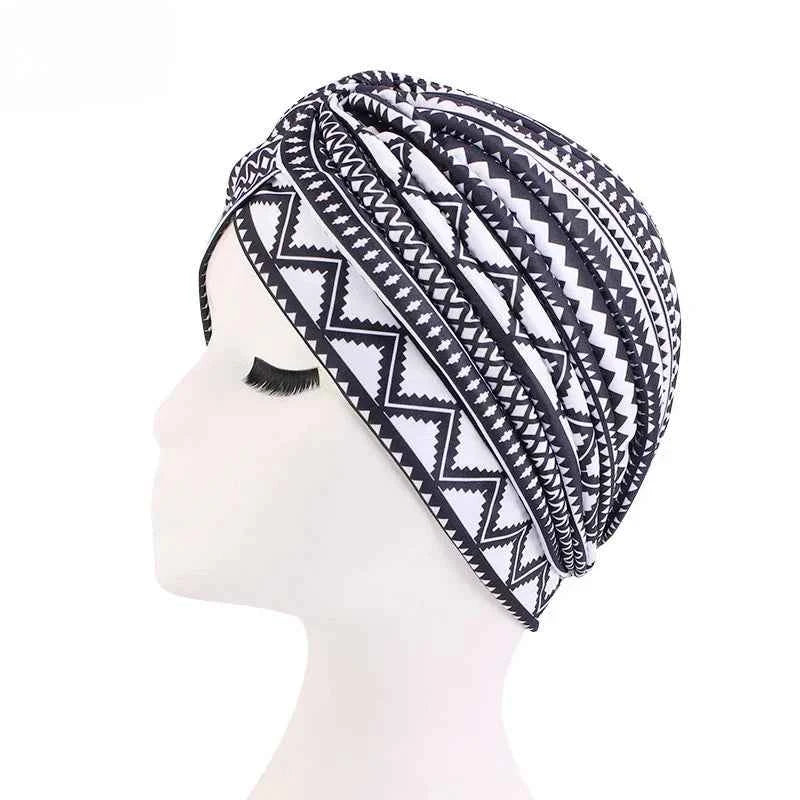 Women Printed Knot Turban Indian Muslim Headwraps Chemo Cap Hijab Beanie Bonnet Head Wrap Bandanas Hair Loss Headscarf