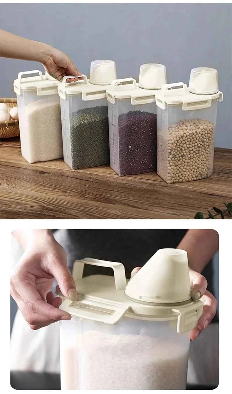 1.75/ 2.5/3L Food Grade Grain and Miscellaneous Grain Storage Box, Rice Bucket Storage Tank, Sealing Tank, Kitchen Utensil New