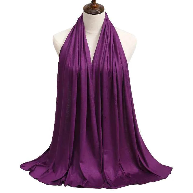 New Jersey Womens Muslim Ramadan Fashion Modal Cotton Jersey Hijab Womens High Quality Solid Color Soft Hijab Long African Scarf