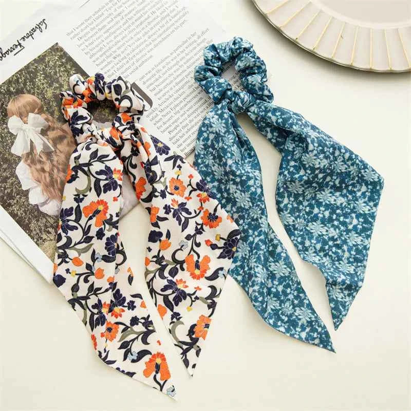 Fashion Dots Scrunchies Long Hair Rope Korean Hair Ties for Women Ponytail Scarf Sweet Elastic Hair Band Hair Accessories