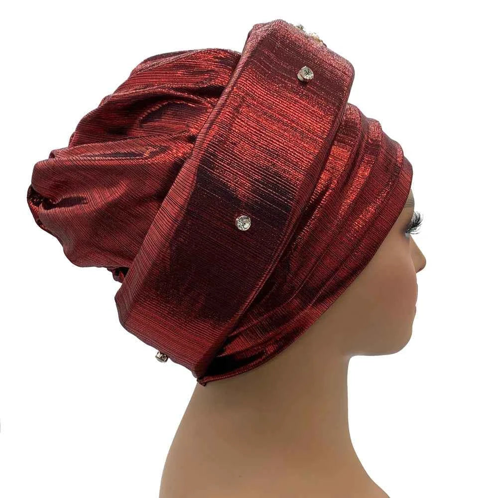 Nigeria Turbans for Traditional Marriage Turban Femme Auto Gele African Headtie Exquisite Bouquet Already Made Bonnet Head Wraps