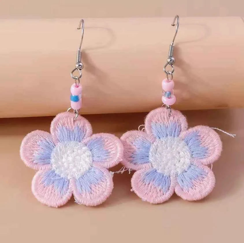 Cute Flower Drop Earrings for Women Girls Handmade Knitted Daisy Butterfly Dangle Earrings Kid's Jewelry Gifts