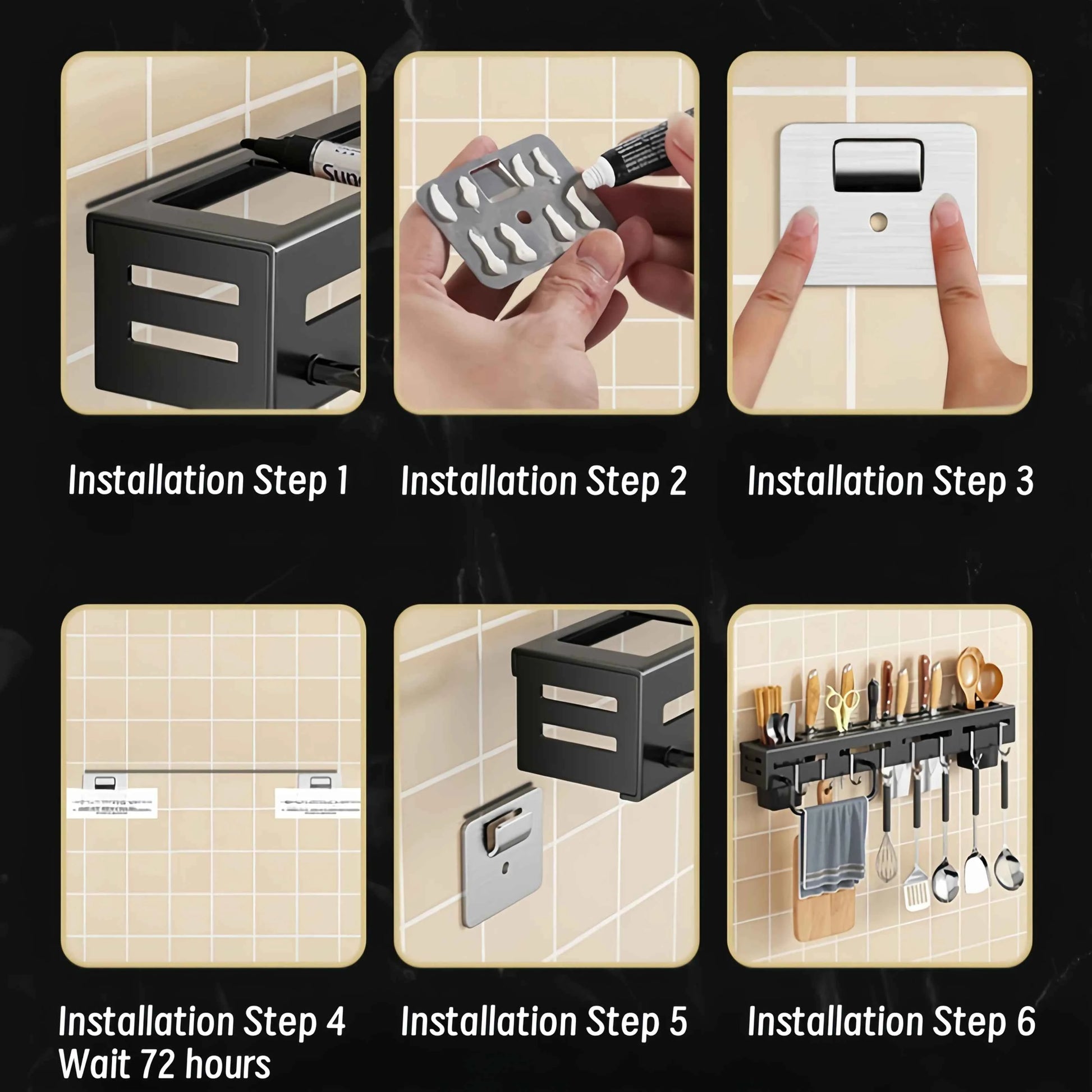 Multifunctional Kitchen Wall Mounted Rack - Knife Holder Chopstick Storage Organizer Multipurpose