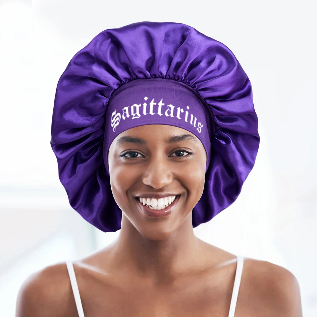 1PConstellation printing satin wide band sleep bonnet ,soft sleeping bonnet with wrap band,make up washing face daily use bonnet - NamafadStore