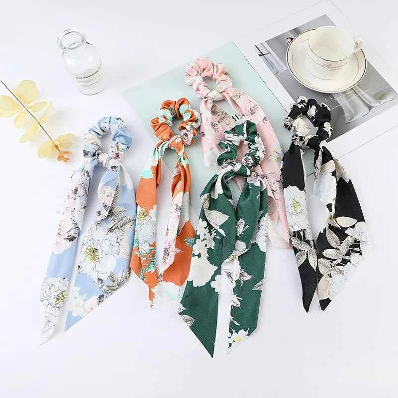Fashion Dots Scrunchies Long Hair Rope Korean Hair Ties for Women Ponytail Scarf Sweet Elastic Hair Band Hair Accessories