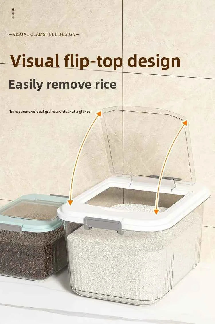Kitchen Storage Box Rice Barrel Sealed Moisture Proof Bug Resistant Flour Tank Grain Storage Container Home Organization Bin