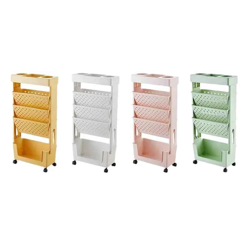 Movable Multi-layer Book Organizer Magazine Rack Storage Desk Stand for Books Stationery Accessories Office School Supplies