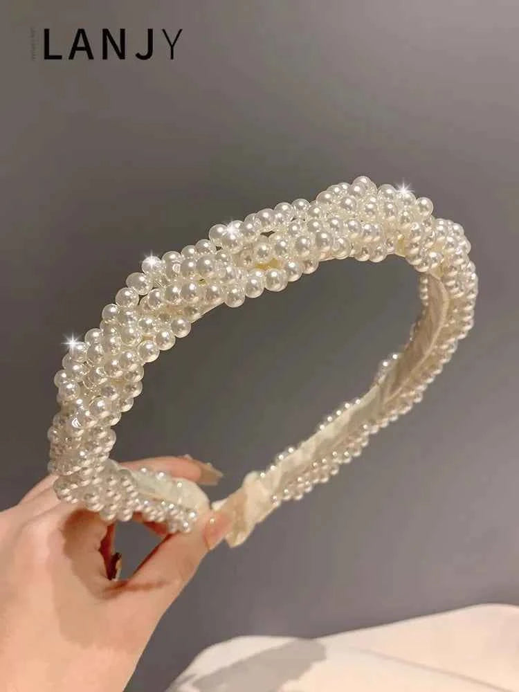 Korean retro pearl hair accessories headband for women pressed hair hairpin sweet and versatile women's hair bands going out