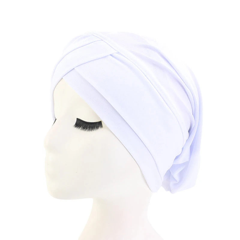 1PC New Women Elastic Turban Hat Muslim Hijab Islamic Beads Cancer Chemo Cap Ladies Hijab Stretch Head Wrap Head Scarf Hair Loss - NamafadStore