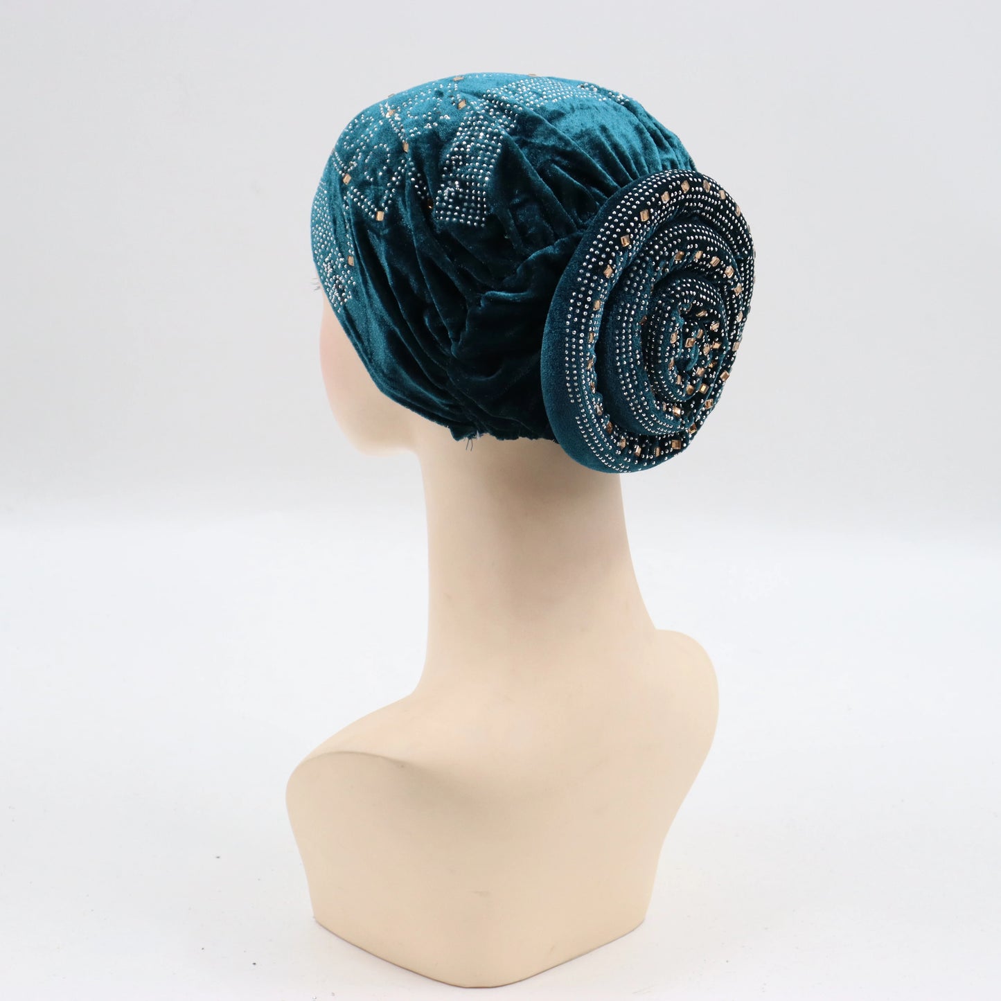 Soft Velvet Turban Cap for Women Muslim Headscarf Bonnet Elastic Female Headpiece Stylish Glitter Diamonds African Head Wraps - NamafadStore