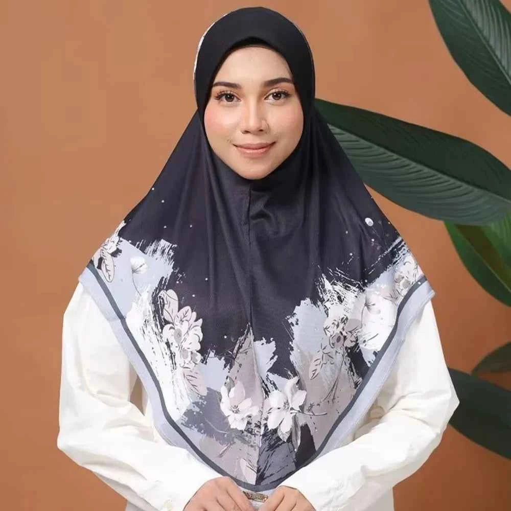 Flower Eid Al-Fitr Long Floral Turban Adjustable Multiple Colors Printed Arab Lady Headscarf Chiffon Hijab Head Wrap Women