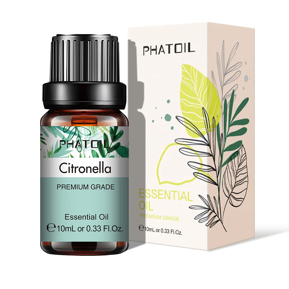 PHATOIL Natural Plant Essential Oil 10ml Eucalyptus Rose Lemon Bergamot Vanilla Peppermint 1PCS Aroma Essential Oil For Diffuser - NamafadStore