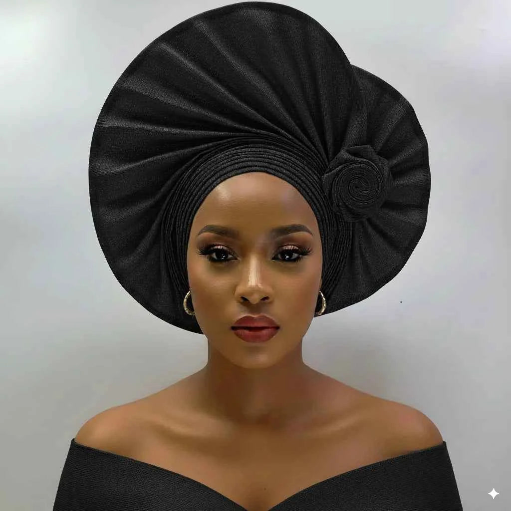 Already Made Headtie Pink African Headtie Gele Headwear for Wedding , Nigerian Braid Turbans Wraps,