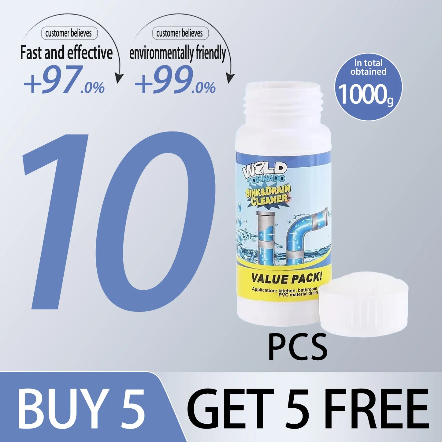 100g Powerful Sink Drain Cleaner High Efficiency  Clog Remover Kitchen Sewer Power Pipe Channel Powder Cleaning Tools