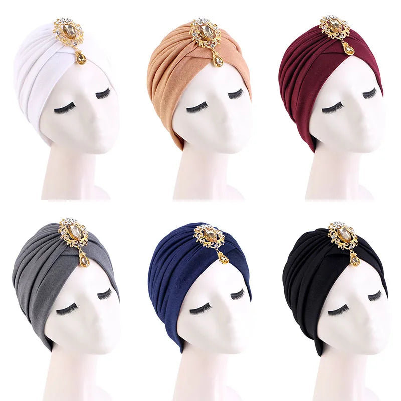New African Women Print Turban Flower Beanies Bonnet Muslim Hijab Headscarf Hair Loss Head Wrap Bandanas Headband Turbante Mujer - NamafadStore