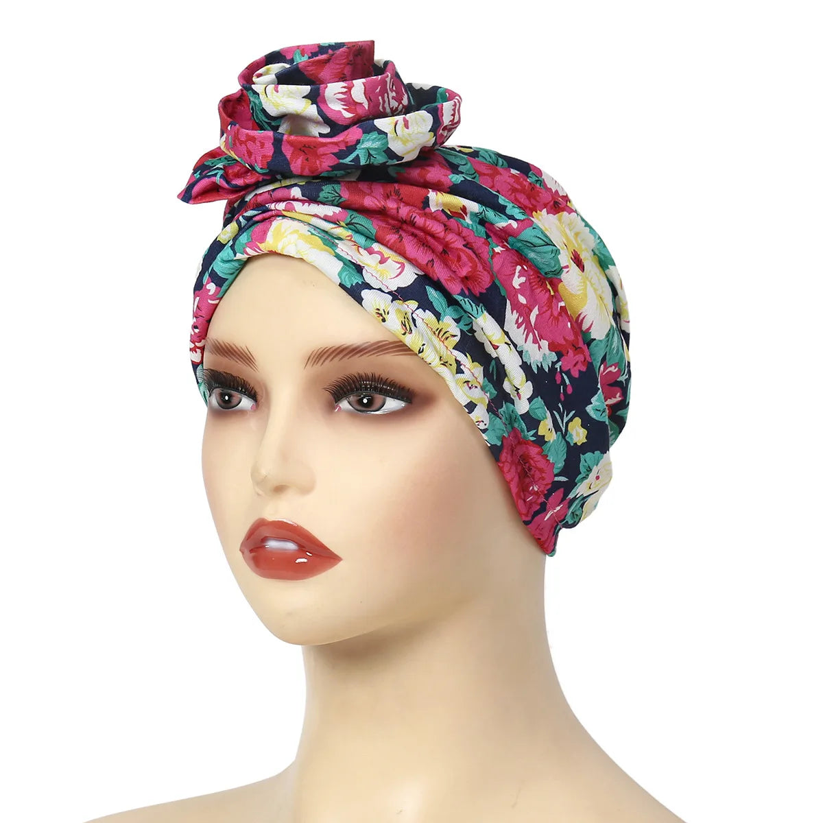 New African Women Print Turban Flower Beanies Bonnet Muslim Hijab Headscarf Hair Loss Head Wrap Bandanas Headband Turbante Mujer - NamafadStore