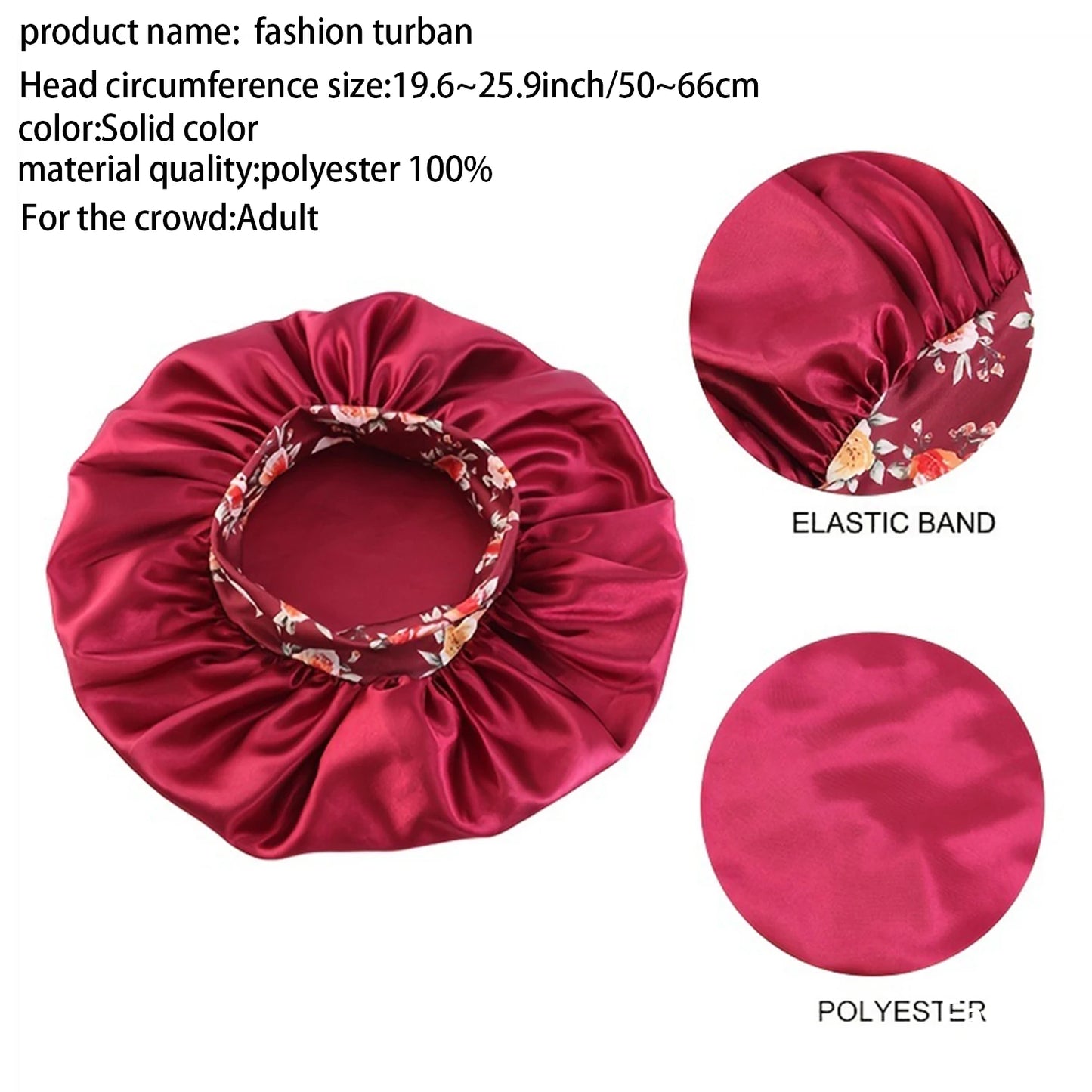 Women's Fashion Bonnet Flower Printed Hair Hat with Wide Edge Elastic Silk Smooth Satin Face for Daily Home Sleep Hat - NamafadStore