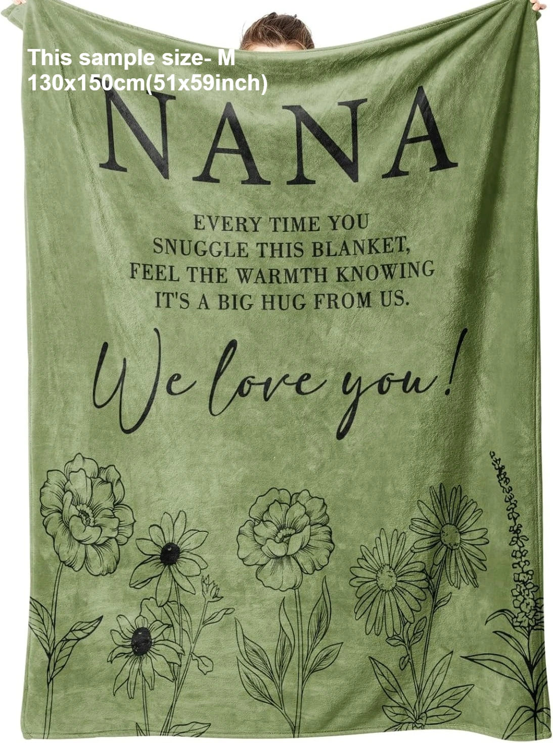 1PC Gift Blanket To Nana to Grandma Flannel Thin blankets for birthday gifts Mother's day festival Perfect gifts four season use