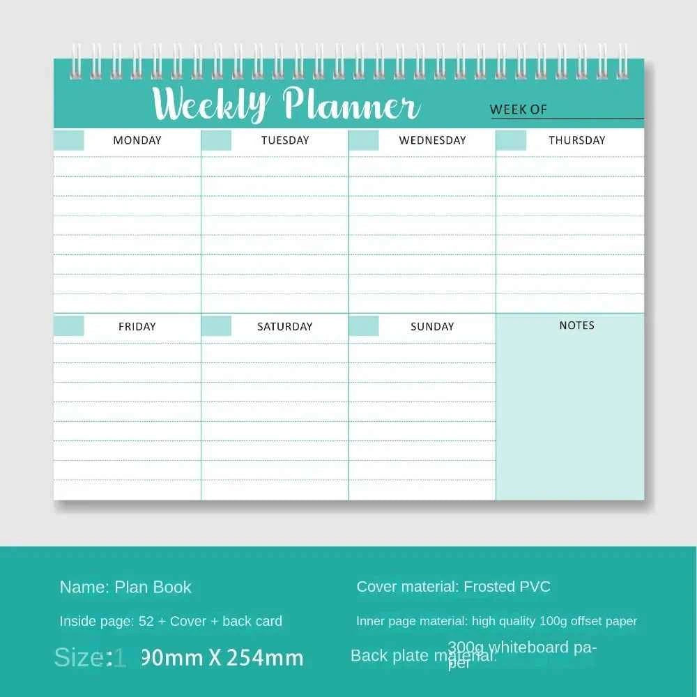Wide To Do Planner Weekly Planning Notepad Schedules Stationery Weekly Meal Planner Pad Undated A5 Notebook Planner