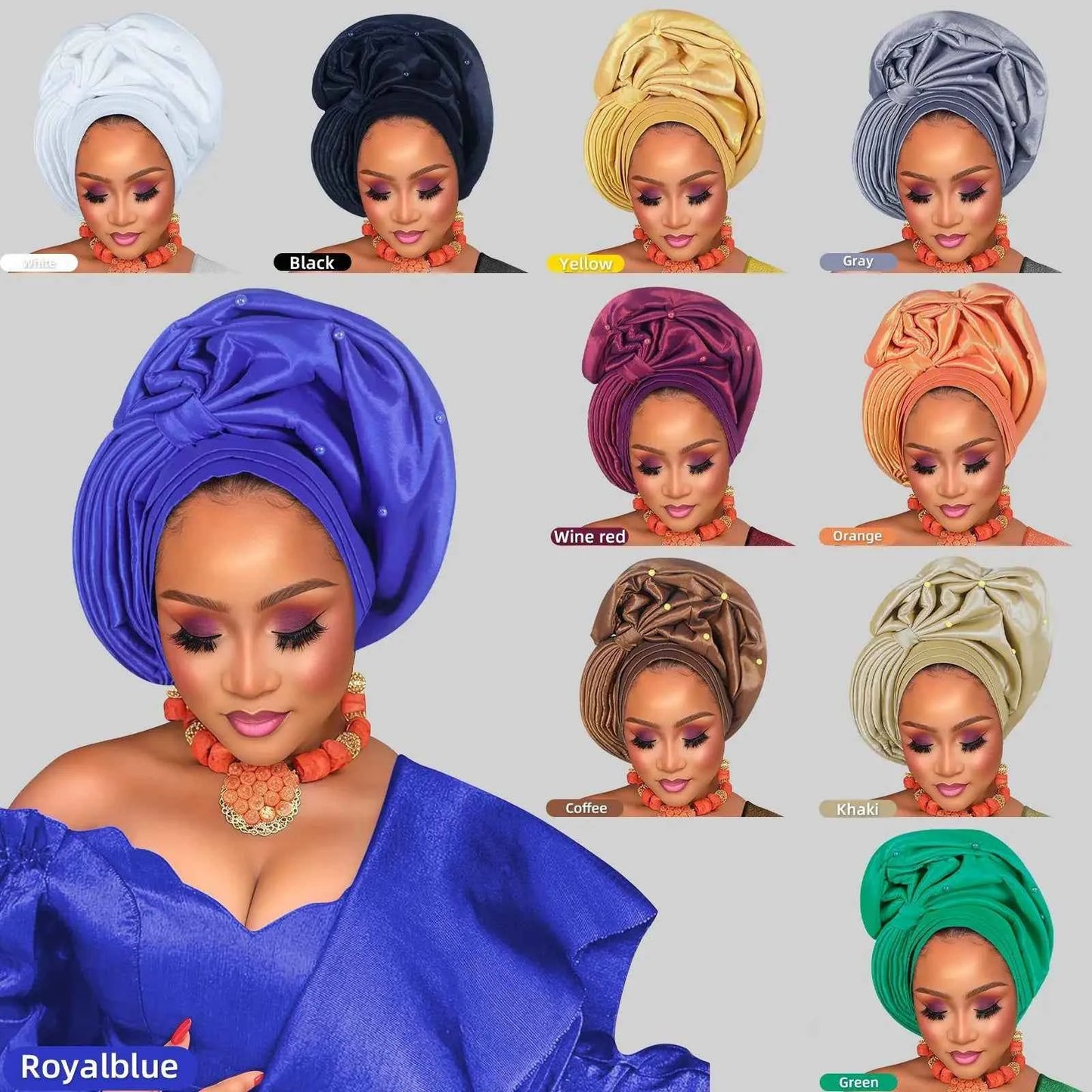 Nigeria Wedding Geles Shiny Turban Cap for Women Muslim Hijab Bonnet Head Wrap African Autogele Headties Already Made Headpiece