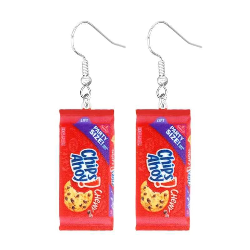 Earrings for Women 2D Acrylic Cute Snacks Girls Foods Funny Candy Chocolate Cookies