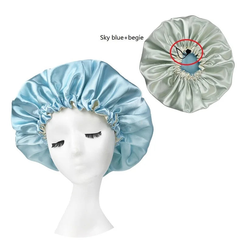 New Big Print Ankara Women Satin Bonnet Head Cover Silky Satin Elastic Sleep Cap Ladies Head Wrap Hat Hair Accessories Fashion - NamafadStore