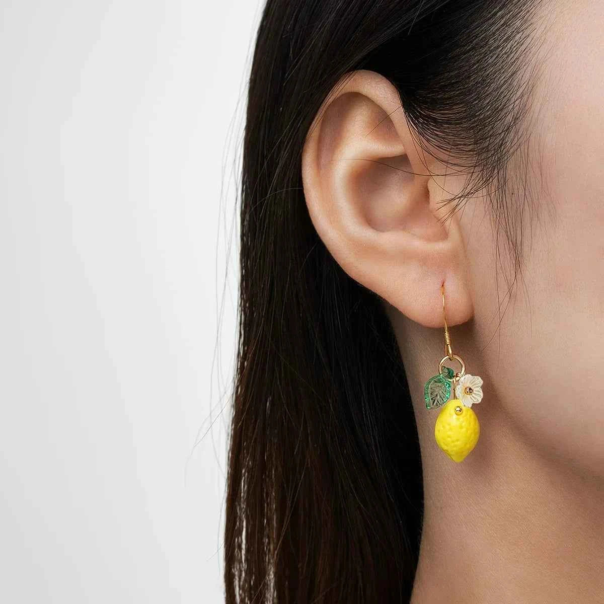 New Fashion Fruit Transparent Pearl Colored Lemon Earrings  Y2k for Girls Women Children Party Birthday Gift Lovely Jewelry