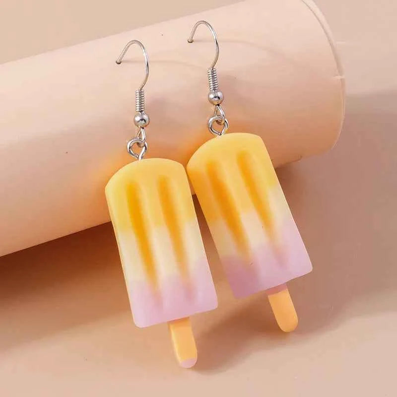 Aihua New In Cute Resin Funny Food Earrings Sweet Simulation Popsicle Earrings Girl Kids Jewelry Gifts