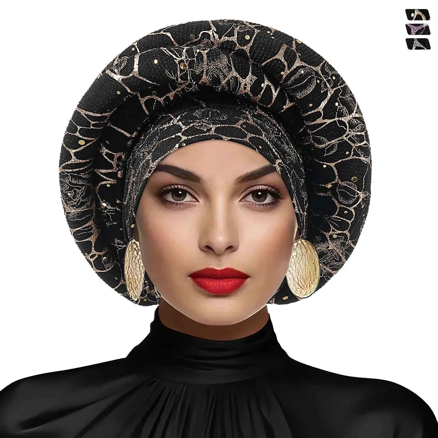 Women’s Bonnet Turban Cap – Folded Bud Headscarf with Wrinkle Lace Edge, Casual & Versatile Cross Hat