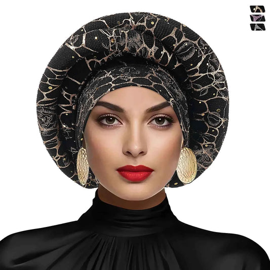 Women’s Bonnet Turban Cap – Folded Bud Headscarf with Wrinkle Lace Edge, Casual & Versatile Cross Hat